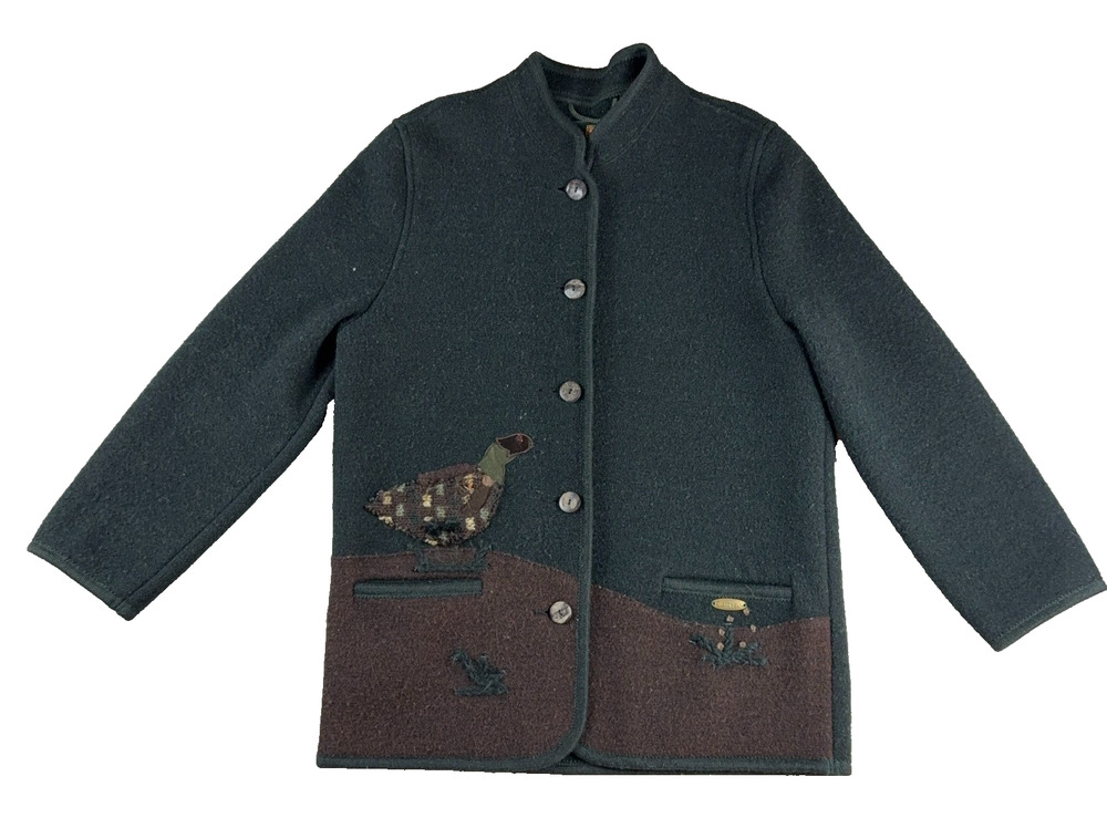 Giesswein Austria Boiled Wool Jacket Women 40 Pheasant Hunting Trachten Vintage